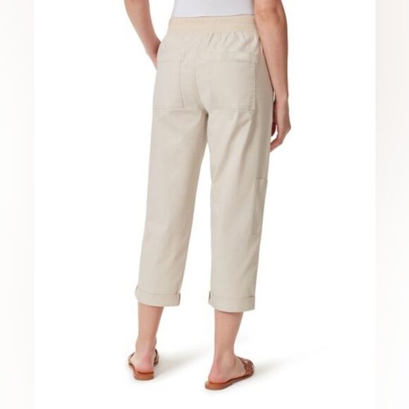 Gloria Vanderbilt Stonewood Cargo Drawstring Rolled Cuffs Pull On Capri Pants - Picture 2 of 15